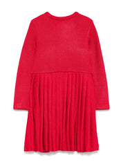 RED KNIT PLEATED DRESS