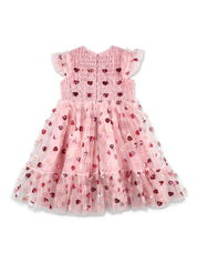 PINK MESH HEART SEQUIN DRESS