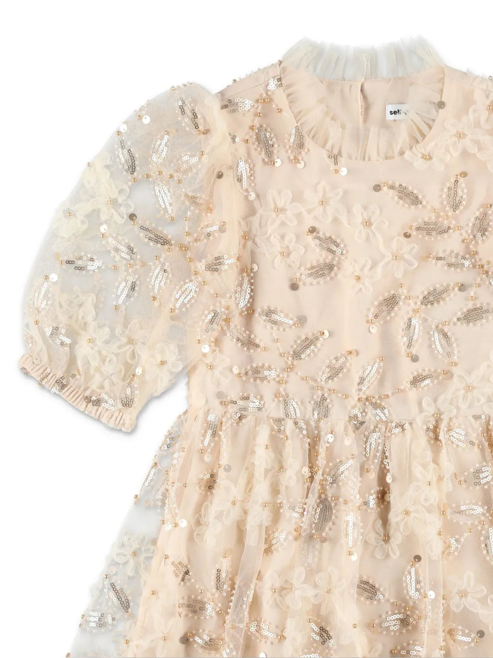 CREAM SEQUIN TULLE DRESS