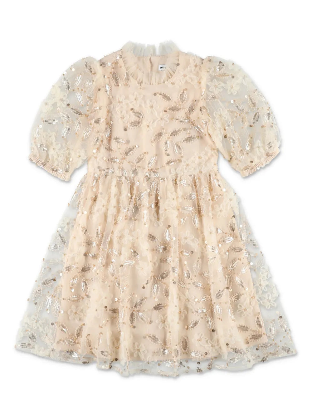 CREAM SEQUIN TULLE DRESS