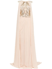 Pleated dress with cape