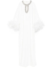 WHITE SEQUIN FEATHER MAXI DRESS