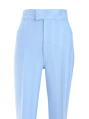 Classic trousers in cotton and zigzag viscose with cropped hem