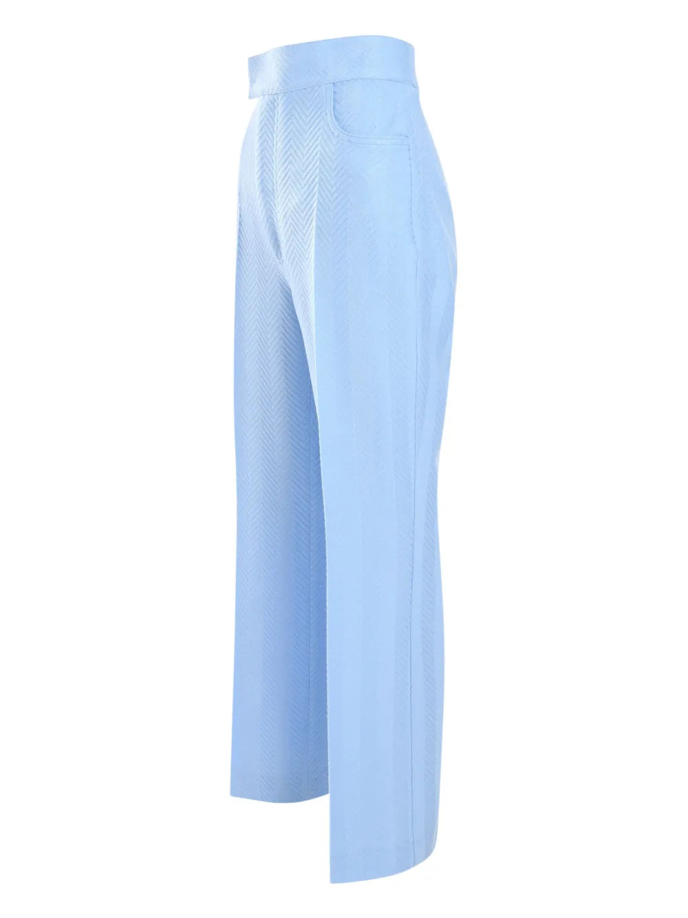 Classic trousers in cotton and zigzag viscose with cropped hem