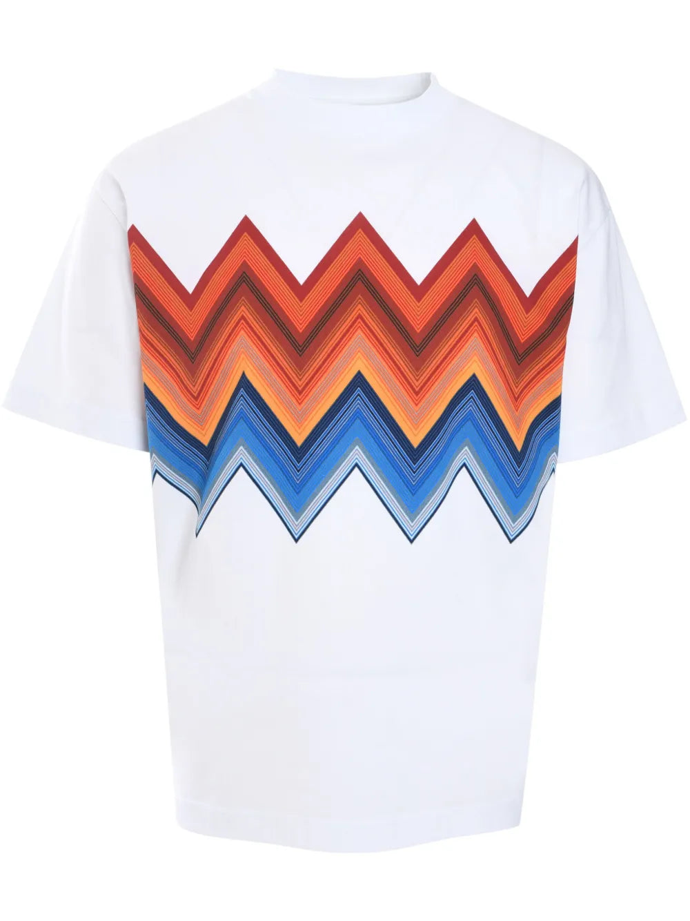 Cotton crewneck T-shirt with macro zigzag print