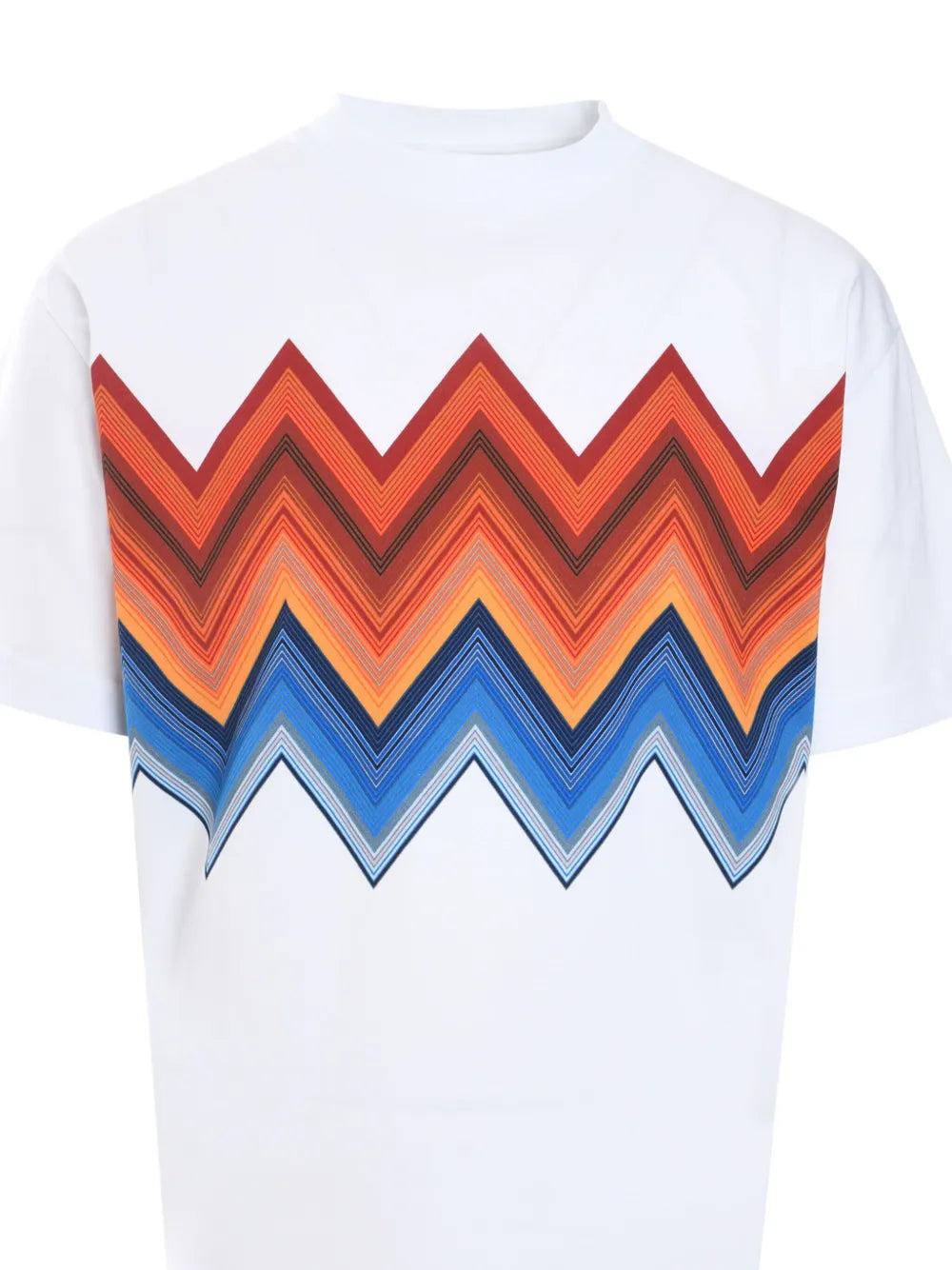 Cotton crewneck T-shirt with macro zigzag print