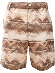 Tailored shorts in cotton, viscose and linen with shiny zigzag pattern