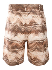 Tailored shorts in cotton, viscose and linen with shiny zigzag pattern