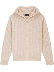 CABLE KNIT  ZIP UP CARDIGANIN SAND