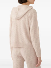 CABLE KNIT  ZIP UP CARDIGANIN SAND