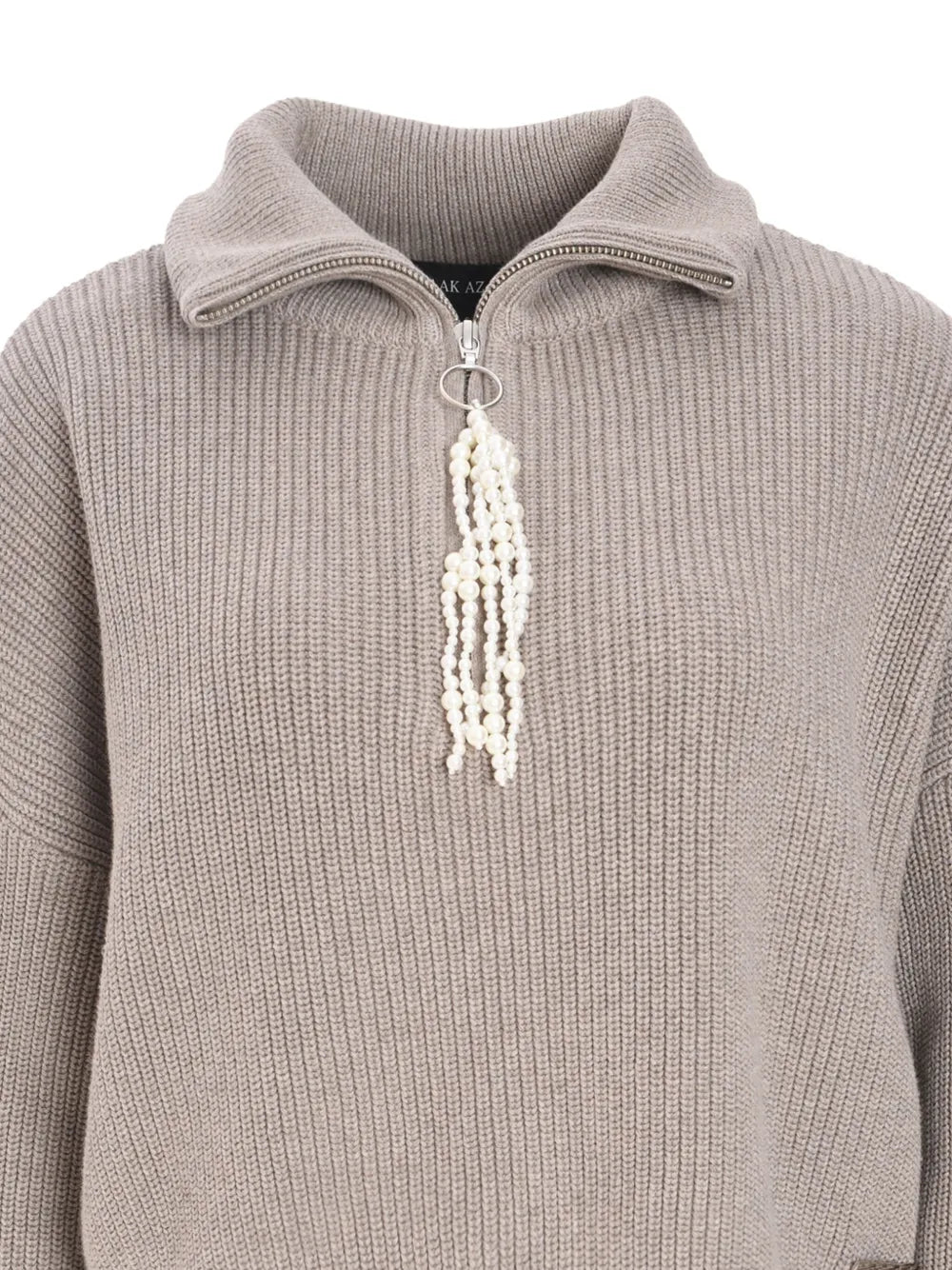 Tassel-detail zip-up sweater