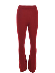 RIBBED FLARED PANTS IN CRIMSON