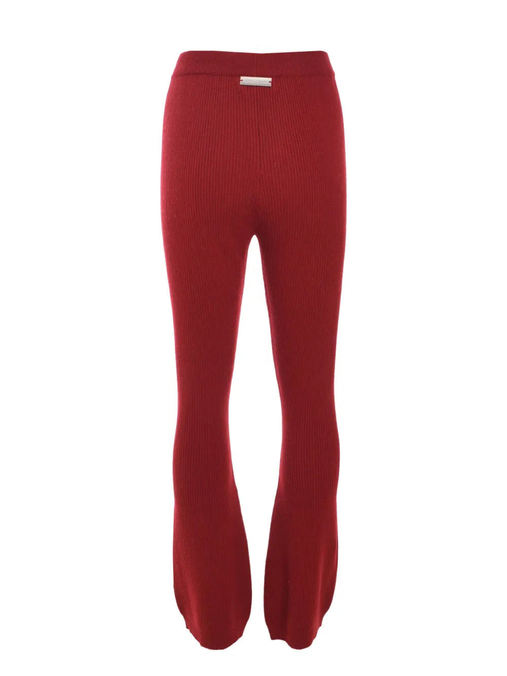 RIBBED FLARED PANTS IN CRIMSON