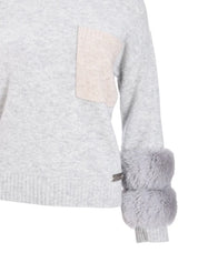 faux fur-cuffs sweater