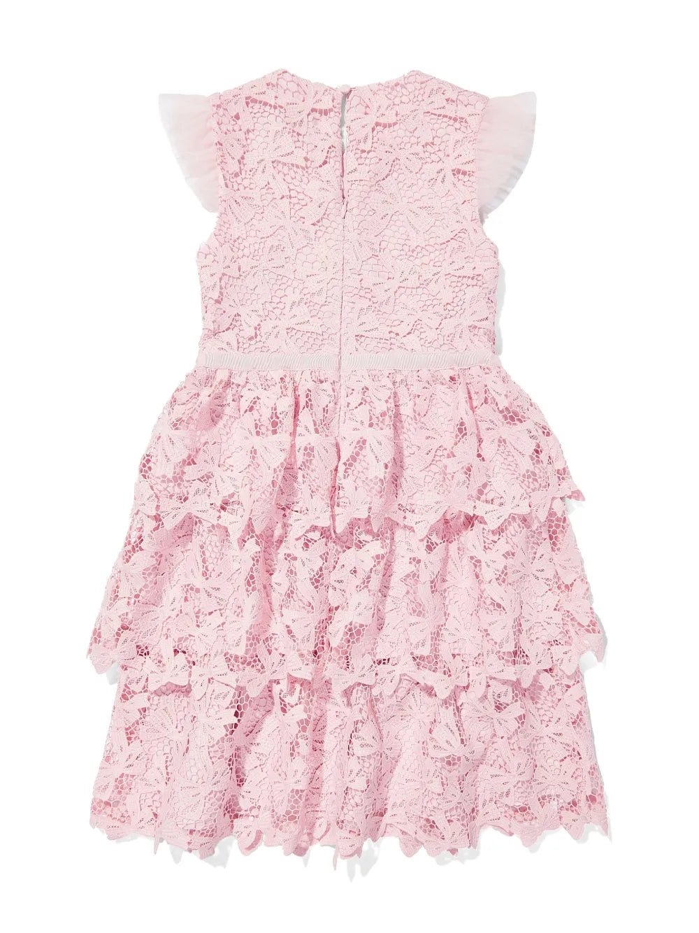 PINK BOW LACE TIERED DRESS