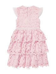 PINK BOW LACE TIERED DRESS