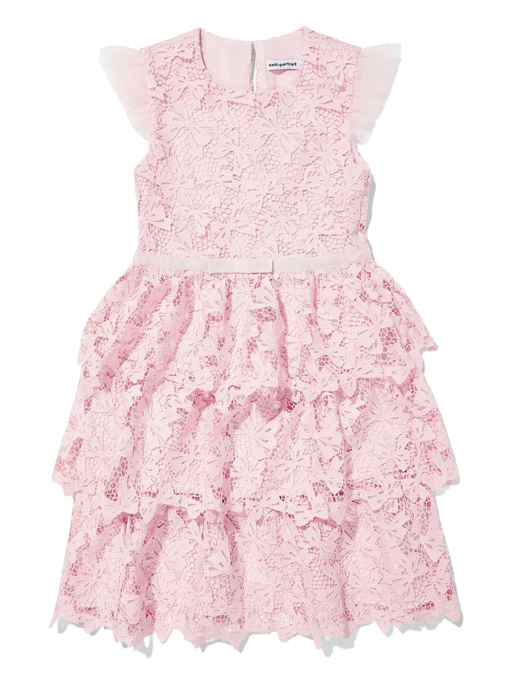 PINK BOW LACE TIERED DRESS