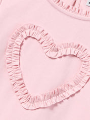 PINK JERSEY RUFFLE HEART TOP