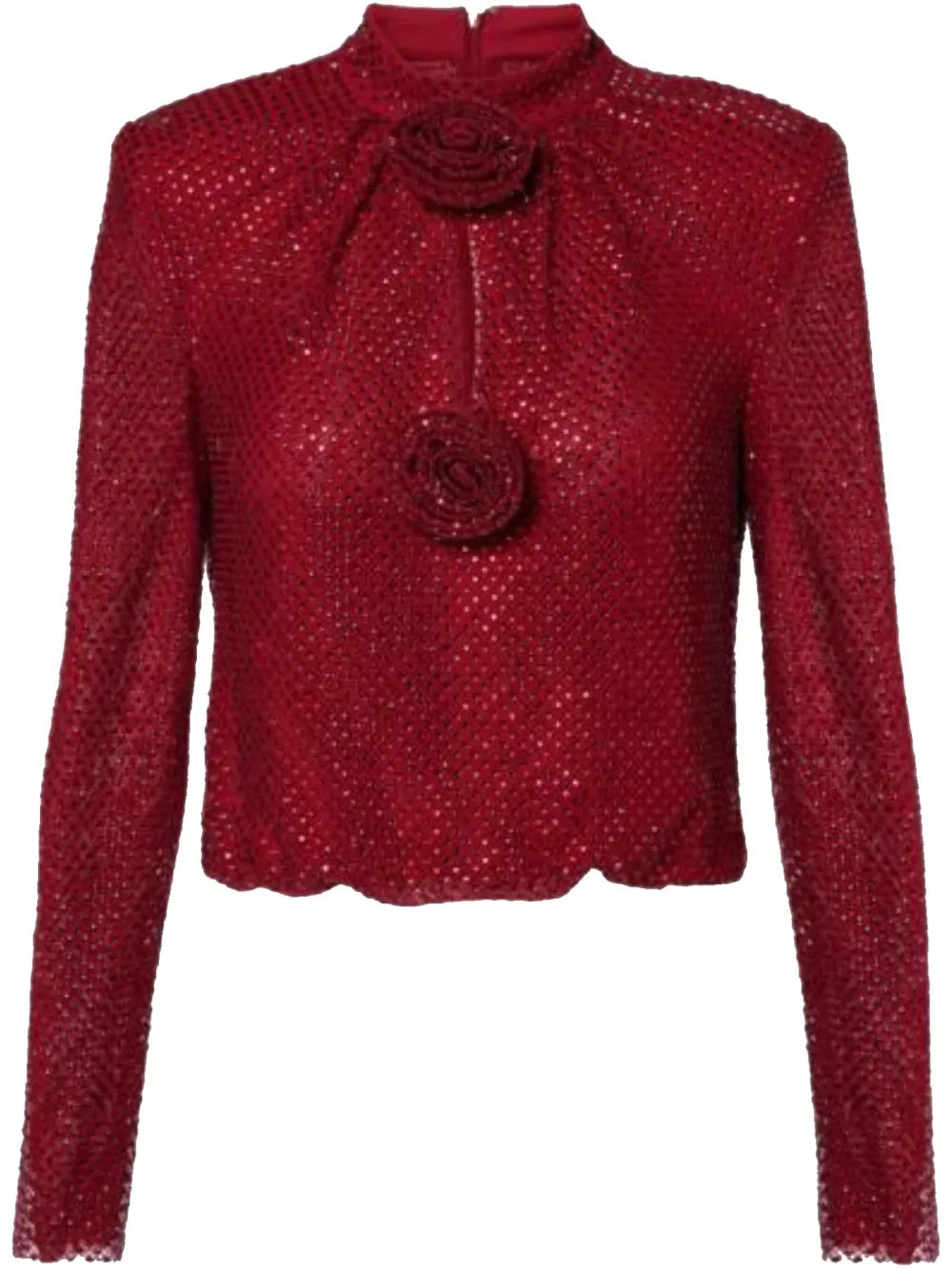 RED RHINESTONE FISHNET TOP