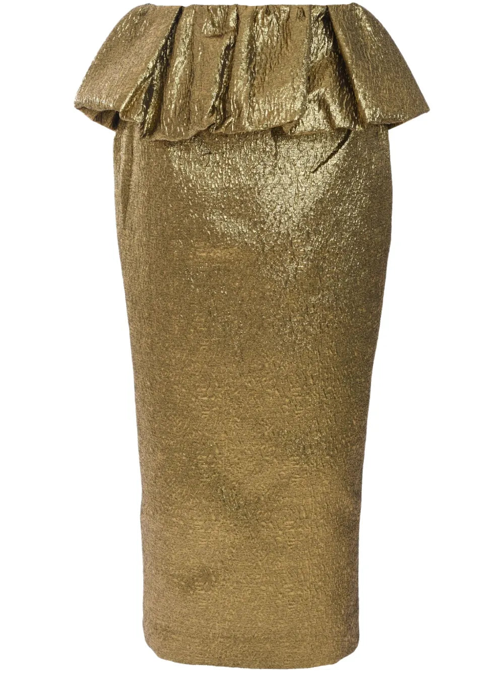 GOLD METALLIC JACQUARD MIDI SKIRT