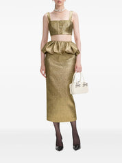 GOLD METALLIC JACQUARD MIDI SKIRT