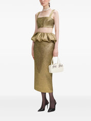 GOLD METALLIC JACQUARD MIDI SKIRT