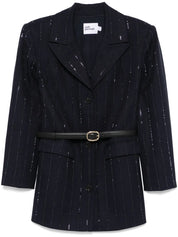 NAVY RHINESTONE PINSTRIPE BLAZER