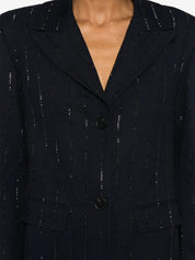 NAVY RHINESTONE PINSTRIPE BLAZER