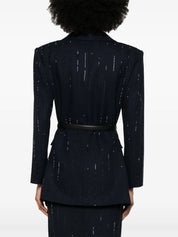 NAVY RHINESTONE PINSTRIPE BLAZER