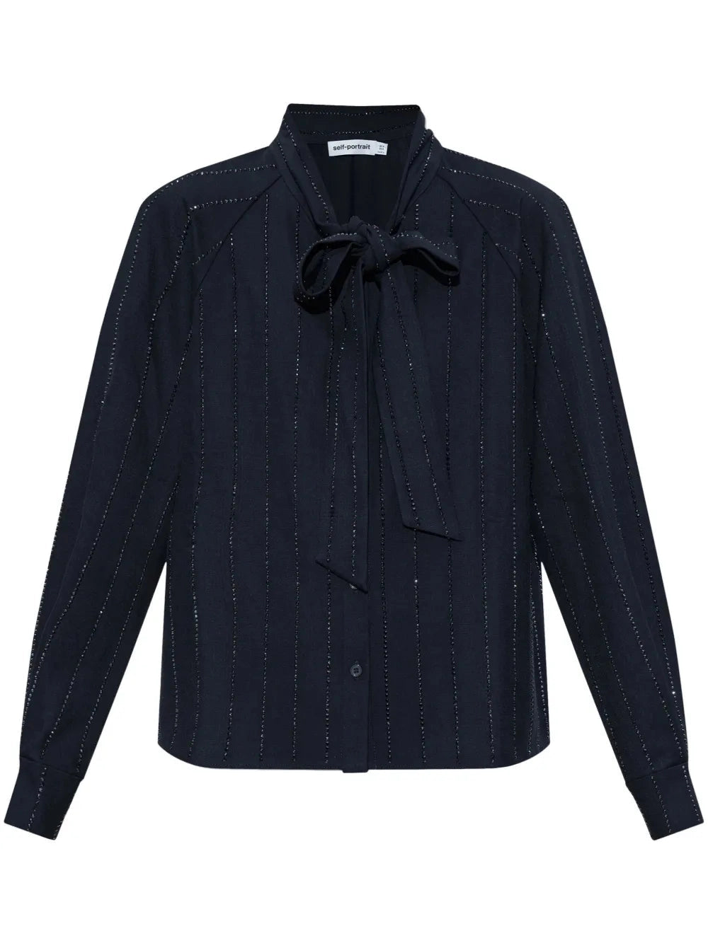 Navy rhinestone pinstripe blouse