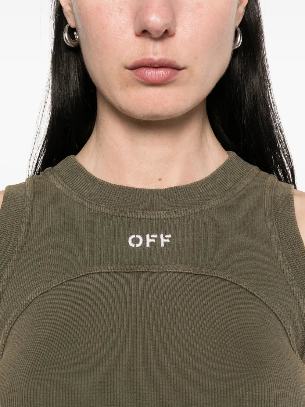 OFF STAMP RIB ROUND TANK TOP