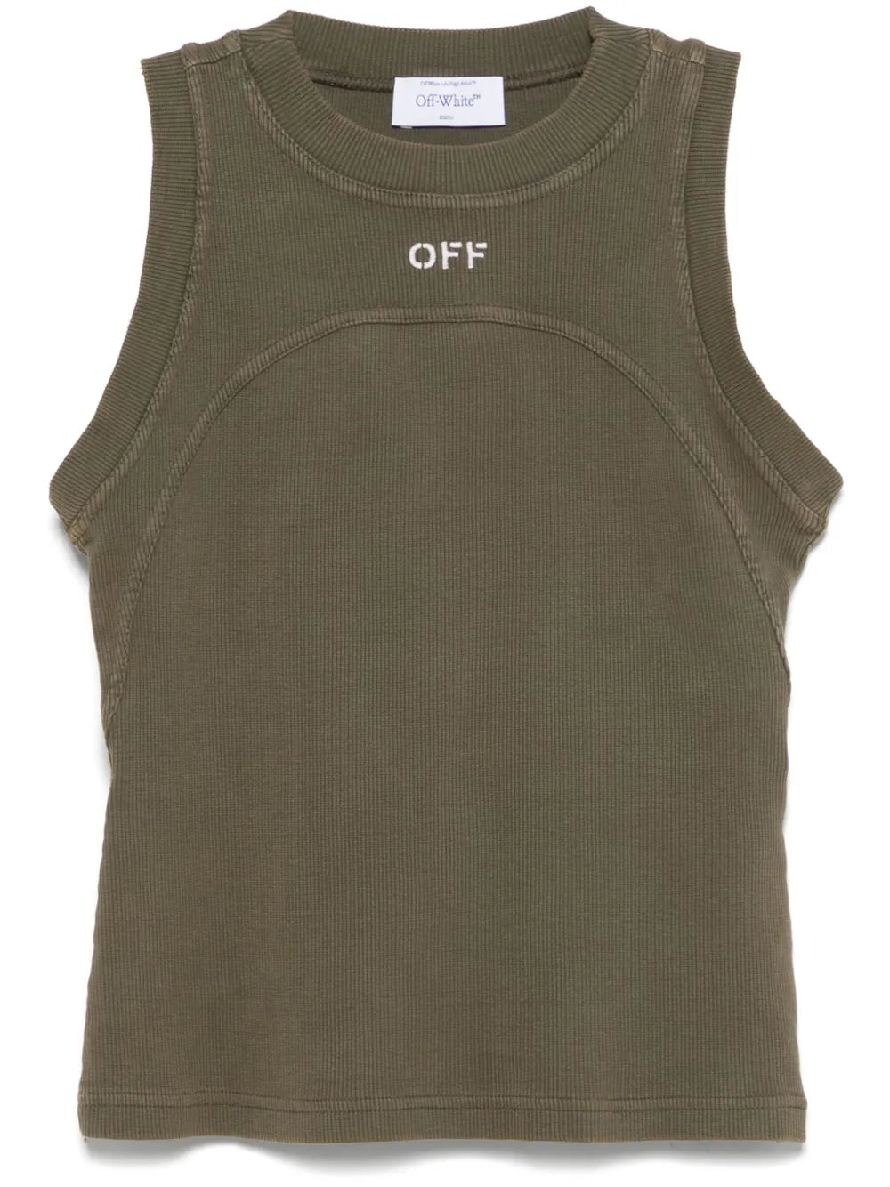 OFF STAMP RIB ROUND TANK TOP