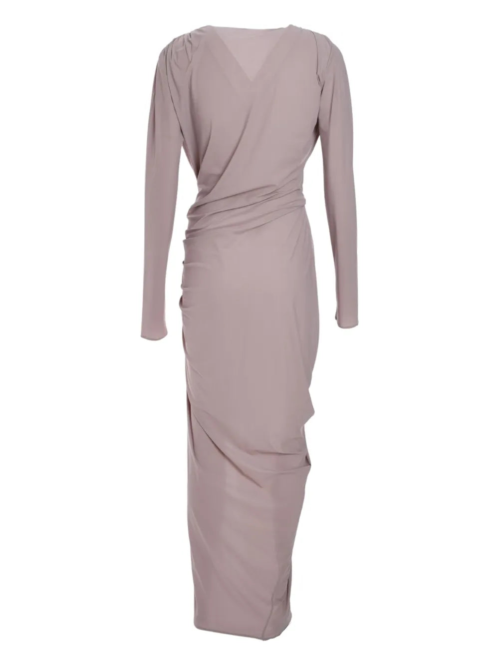 V NECK DRAPED LONG DRESS