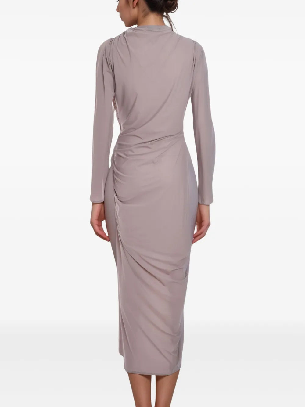 V NECK DRAPED LONG DRESS