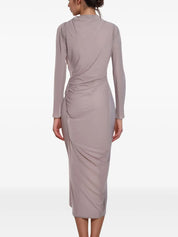 V NECK DRAPED LONG DRESS