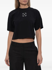 JEWEL MINI ARROW CROP TEE BLACK SILVER