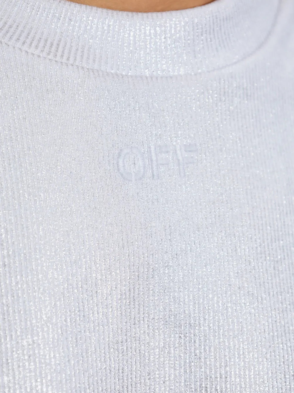 OFF COATED RIB CROP TEE SILVER WHITE