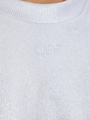 OFF COATED RIB CROP TEE SILVER WHITE