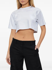 OFF COATED RIB CROP TEE SILVER WHITE