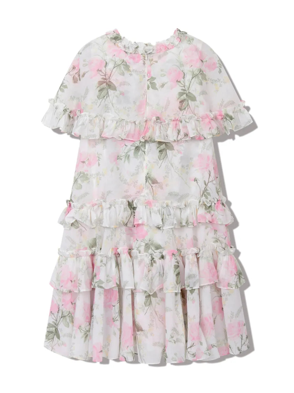Rose chiffon tiered cape kids dress