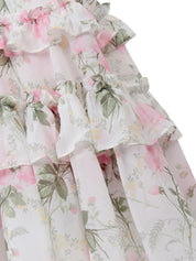 Rose chiffon tiered cape kids dress