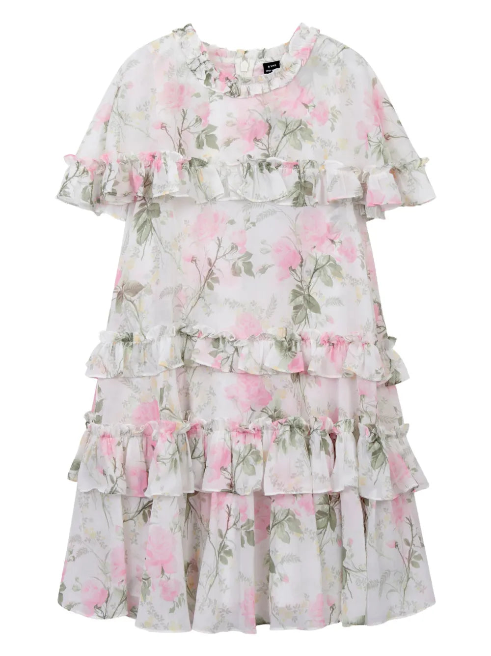 Rose chiffon tiered cape kids dress