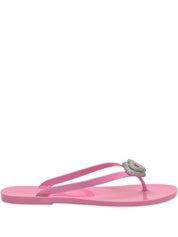 Double heart rubber thong pink flip flops (5mm)