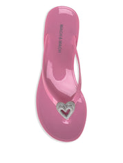 Double heart rubber thong pink flip flops (5mm)