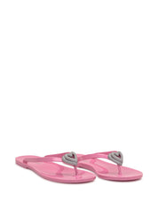 Double heart rubber thong pink flip flops (5mm)
