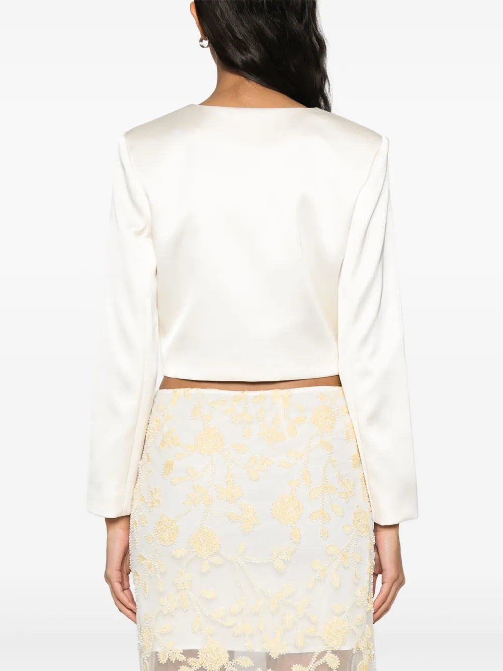 CREAM 3D FLOWER SATIN JACKET