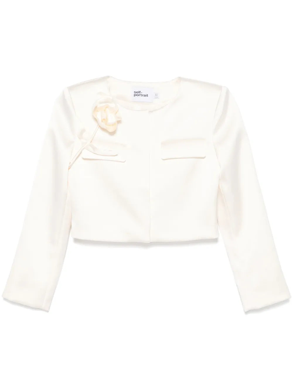 CREAM 3D FLOWER SATIN JACKET