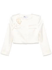 CREAM 3D FLOWER SATIN JACKET