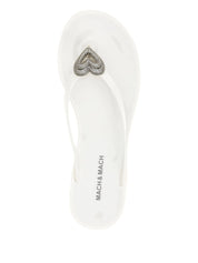 Double heart rubber thong white flip flops (5mm)