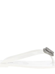 Double heart rubber thong white flip flops (5mm)